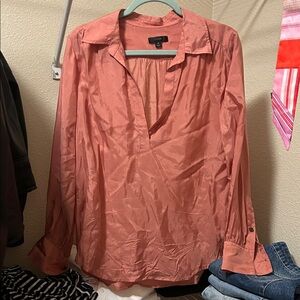 J. Crew Coral Silky Button Down Blouse